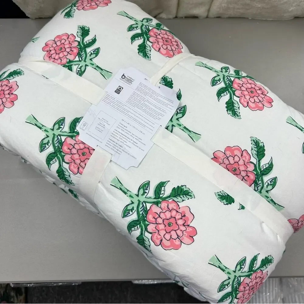 Pottery Barn x Roller Rabbit Rose Voile Quilt Rosebud Floral Print Twin / XL NWT